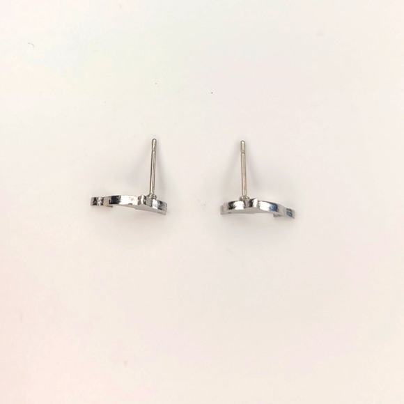 Super cute, unique dolphin shaped silver stainless steel stud earrings - Picture 2 of 4